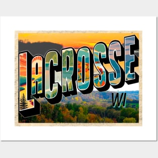 La Crosse WI Vintage Postcard Style Graphic Posters and Art